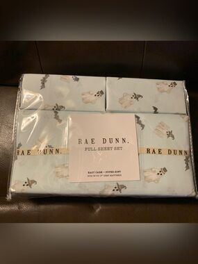Rae Dunn Baby Blue Ghost & Bat Full Sheet Set